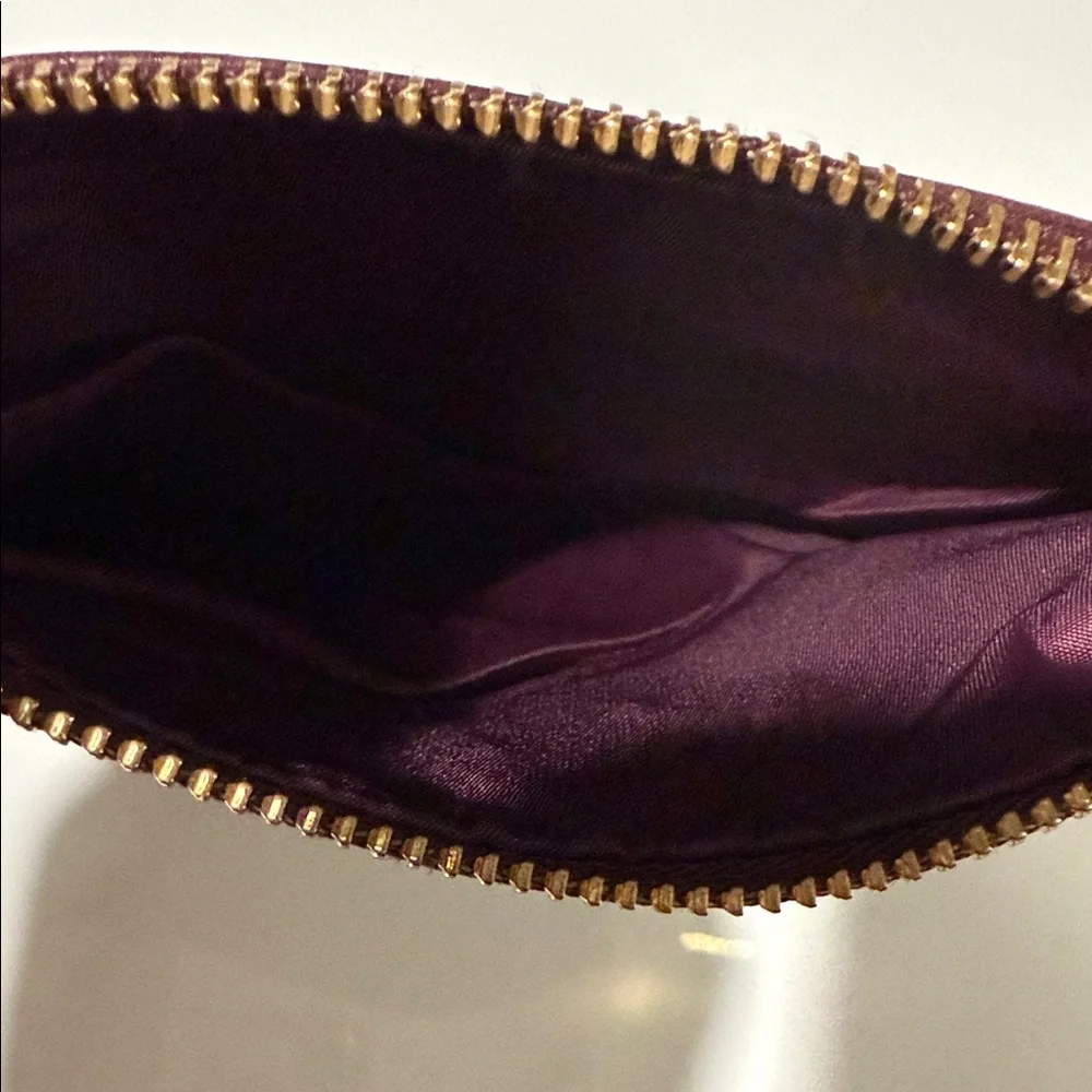 Tory Burch Burgundy Leather Wristlet Clutch
